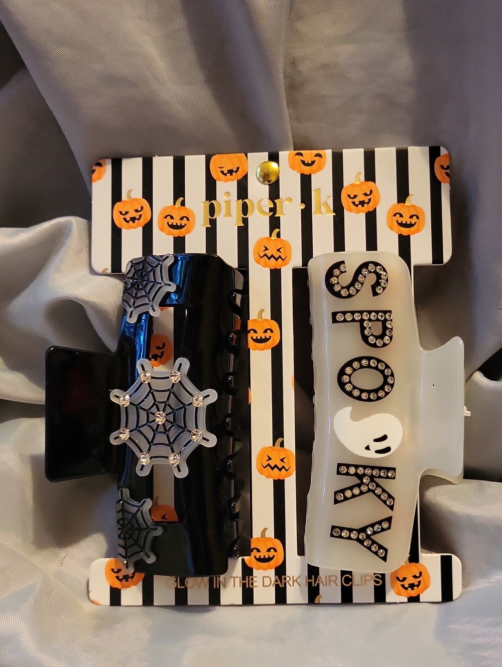 Piper K Halloween Hair Clips Set Spooky Web